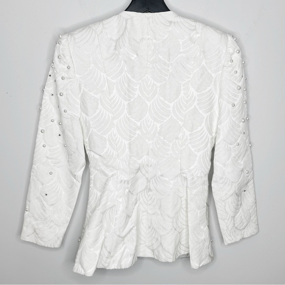 Saks Fifth Avenue After Five by Julie Duroche Vintage White Sparkle Suit Size 4 - Picture 6 of 16